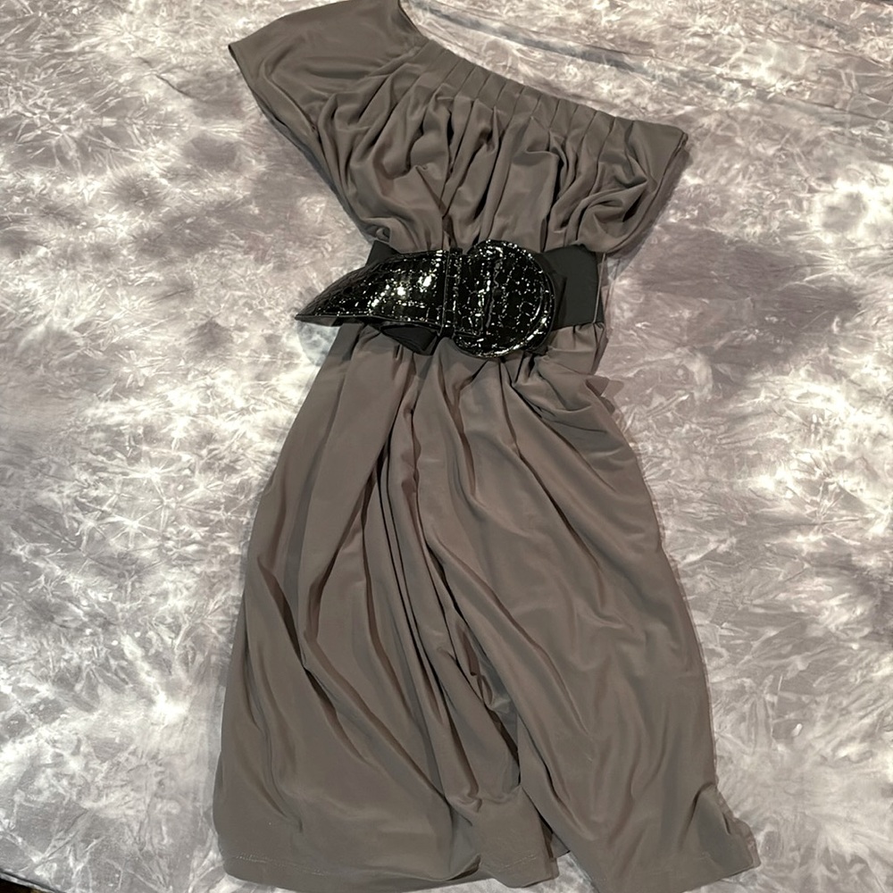 Woman gray dress
